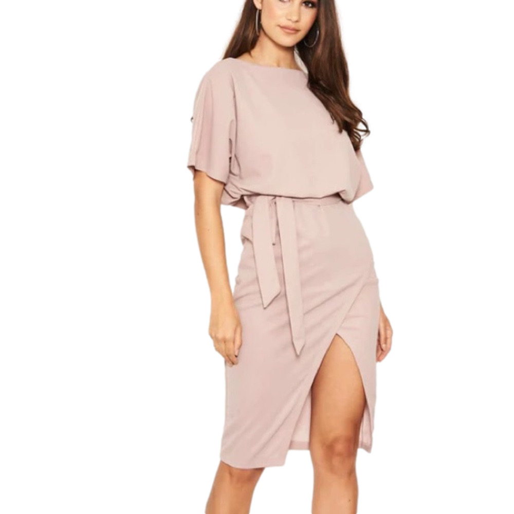 AX Paris Women’s Mushroom Tie Waist Midi Dress